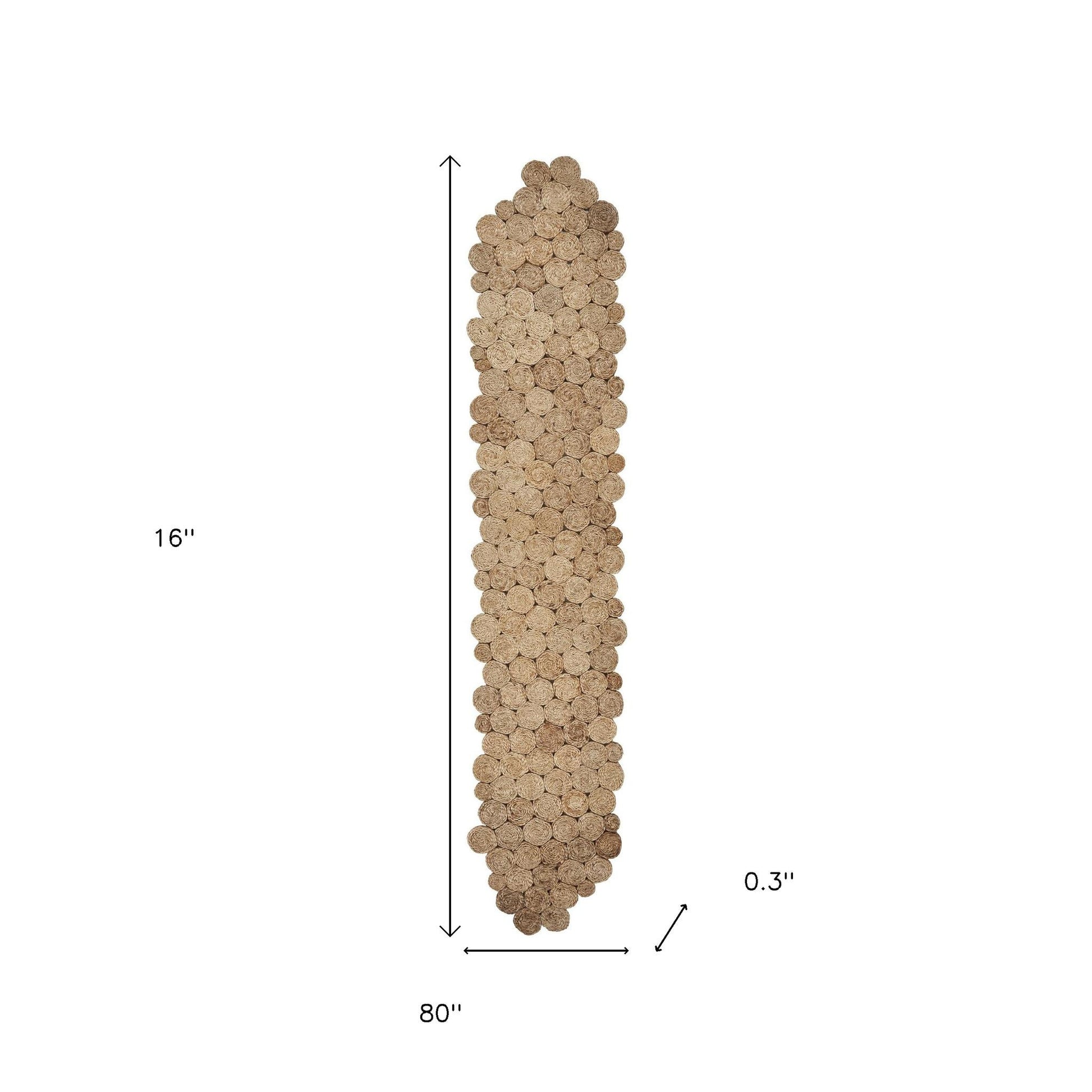 80" Natural Geometric Circles Scalloped Shape Jute Table Runner - Loft&Timber