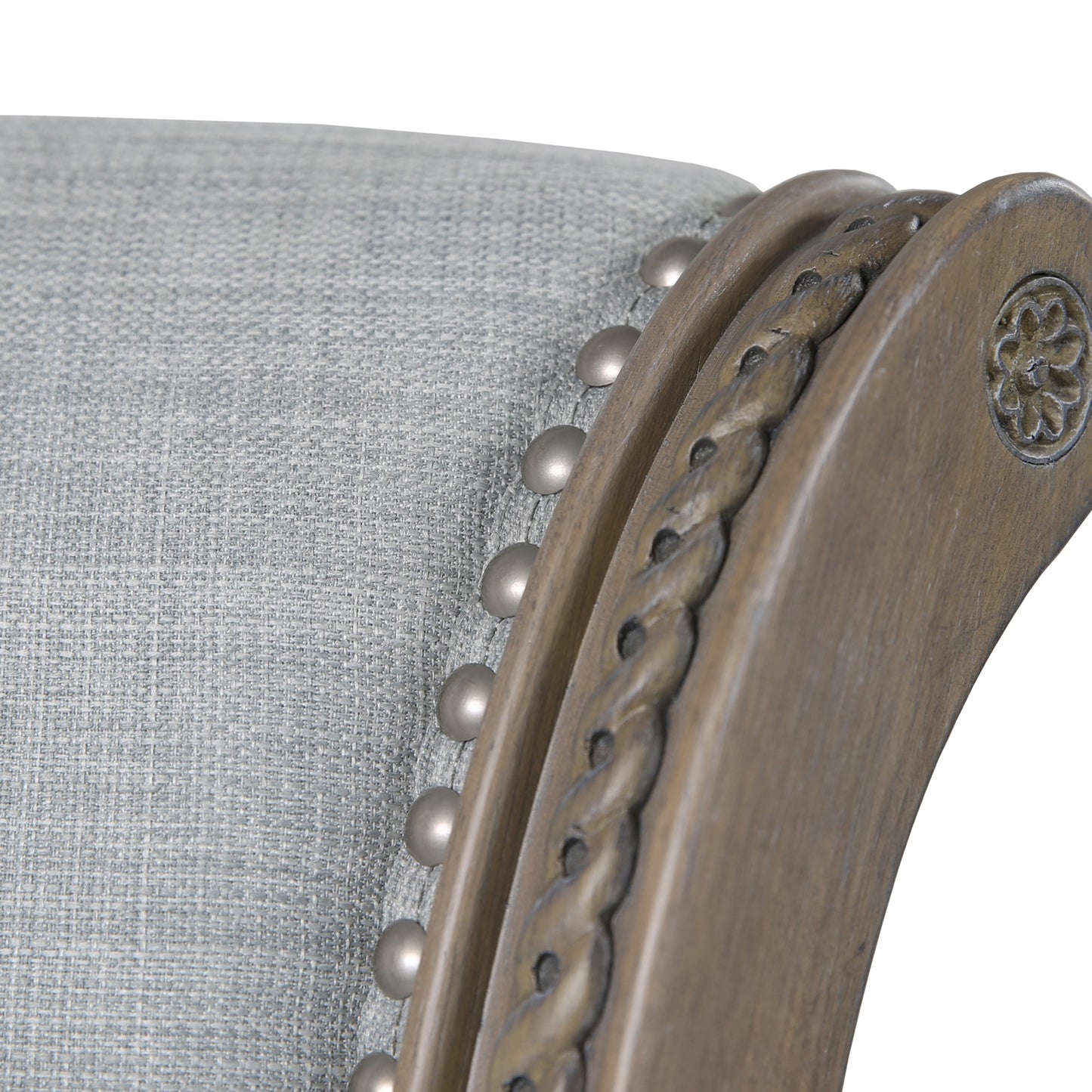 30" Gray Solid Wood and Linen Bar Height Swivel Bar Chair - Loft&Timber