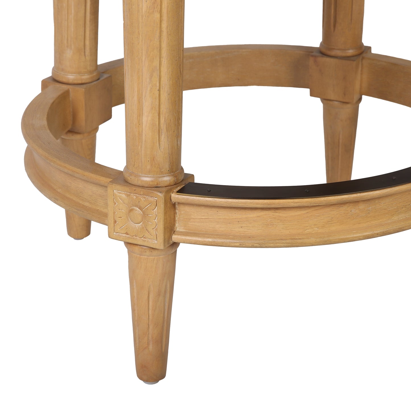 30" Beige and Natural Fabric and Solid Wood Bar Height Swivel Bar Chair - Loft&Timber