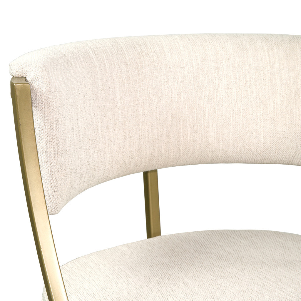 30" Beige And Antiqued Brass Steel Low Back Bar Height Bar Chair - Loft&Timber