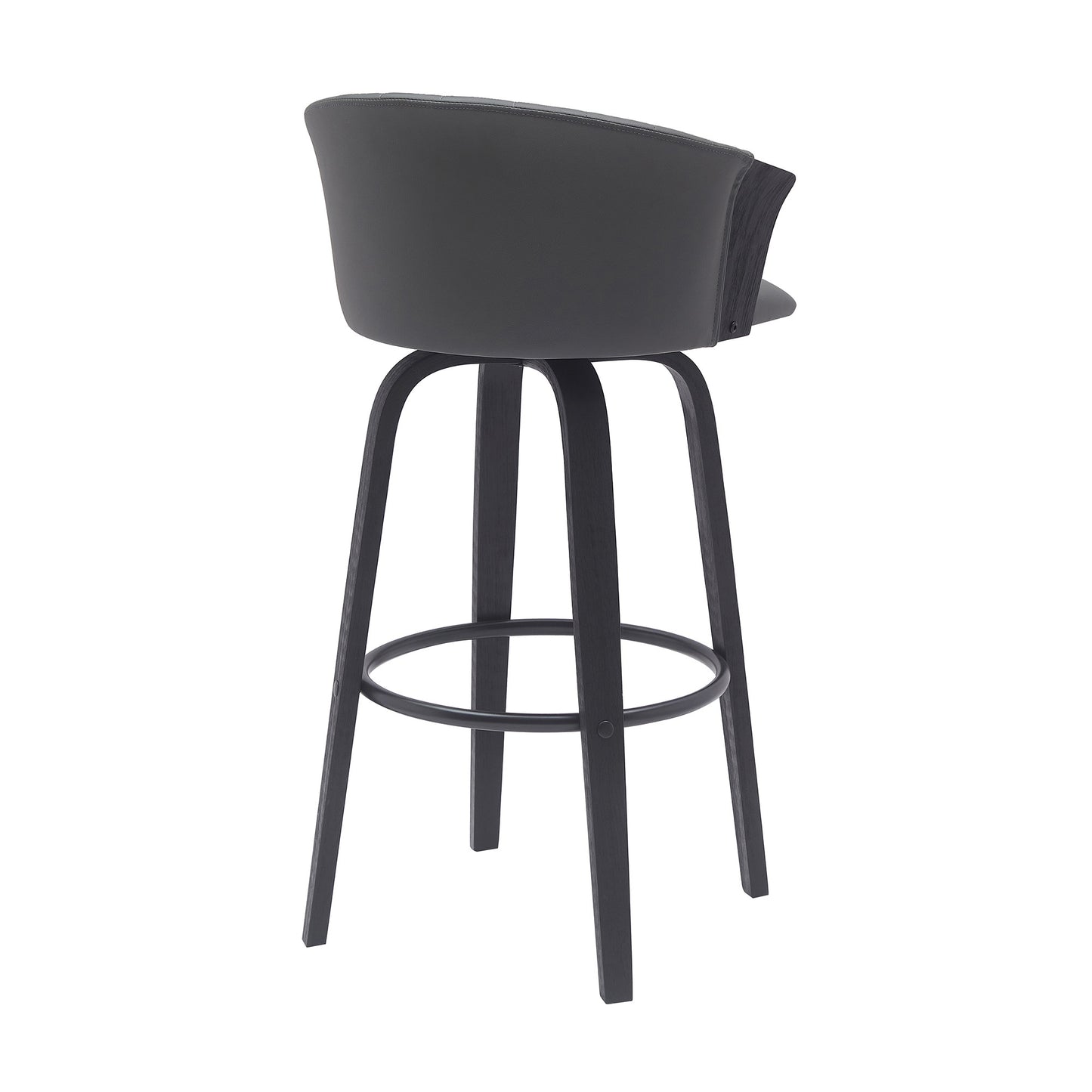 30" Gray And Black Faux Leather Swivel Bar Height Bar Chair - Loft&Timber