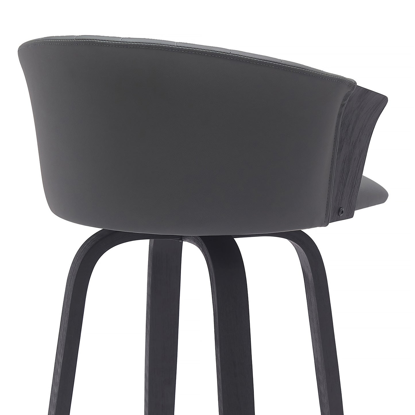 30" Gray And Black Faux Leather Swivel Bar Height Bar Chair - Loft&Timber