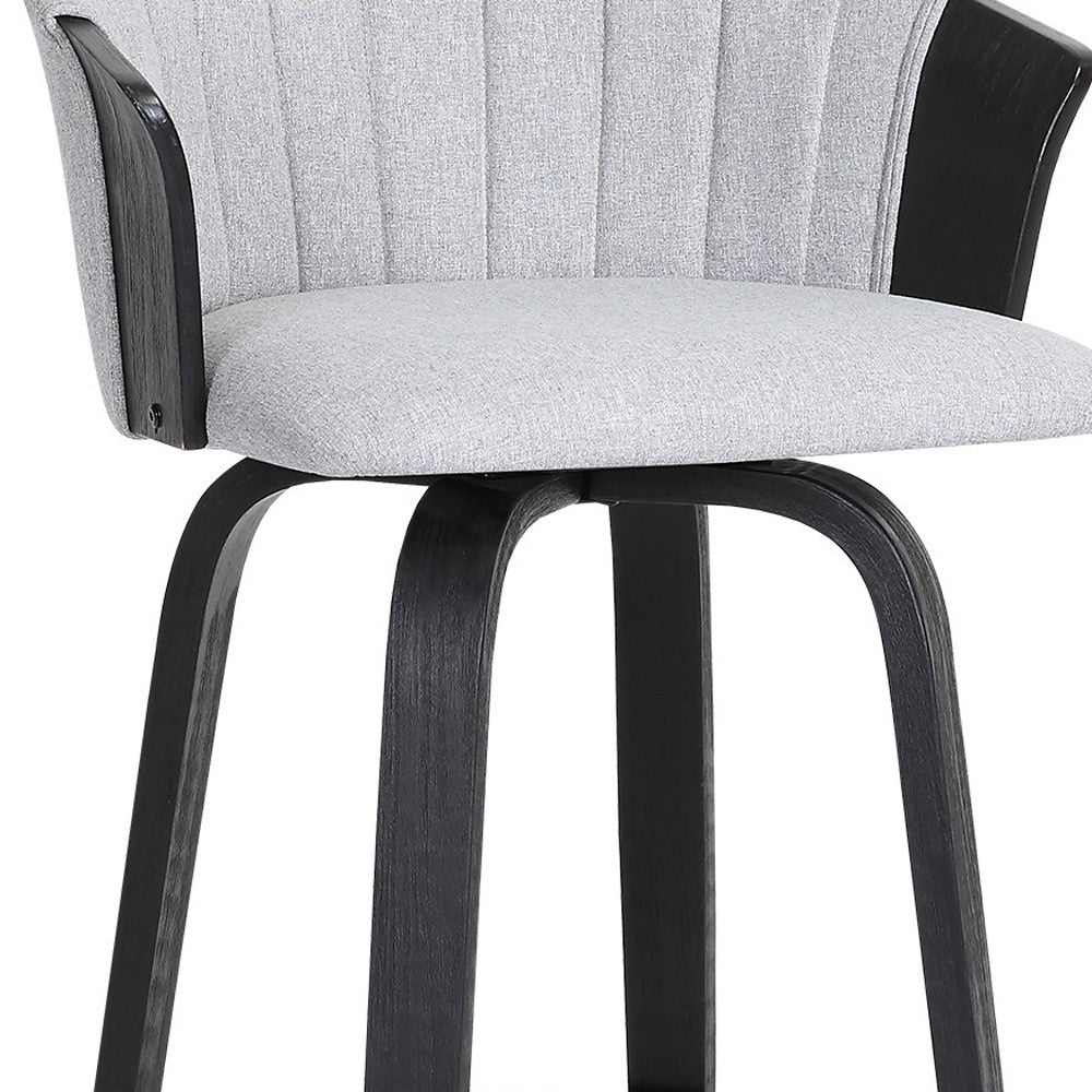 30" Light Gray And Black Fabric Swivel Bar Height Bar Chair - Loft&Timber