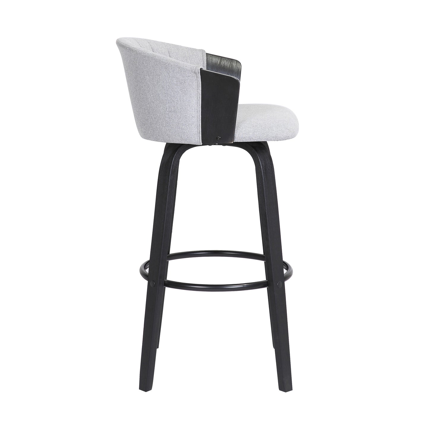 30" Light Gray And Black Fabric Swivel Bar Height Bar Chair - Loft&Timber