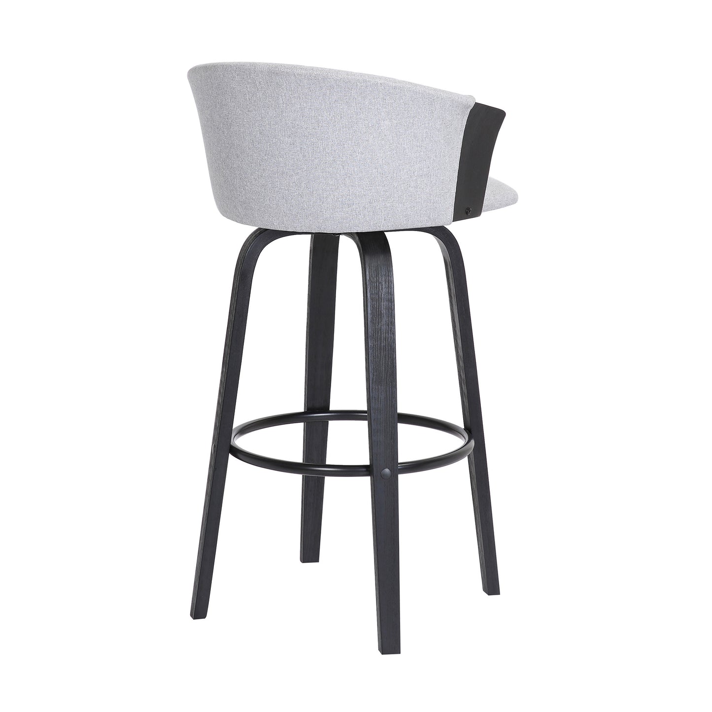 30" Light Gray And Black Fabric Swivel Bar Height Bar Chair - Loft&Timber