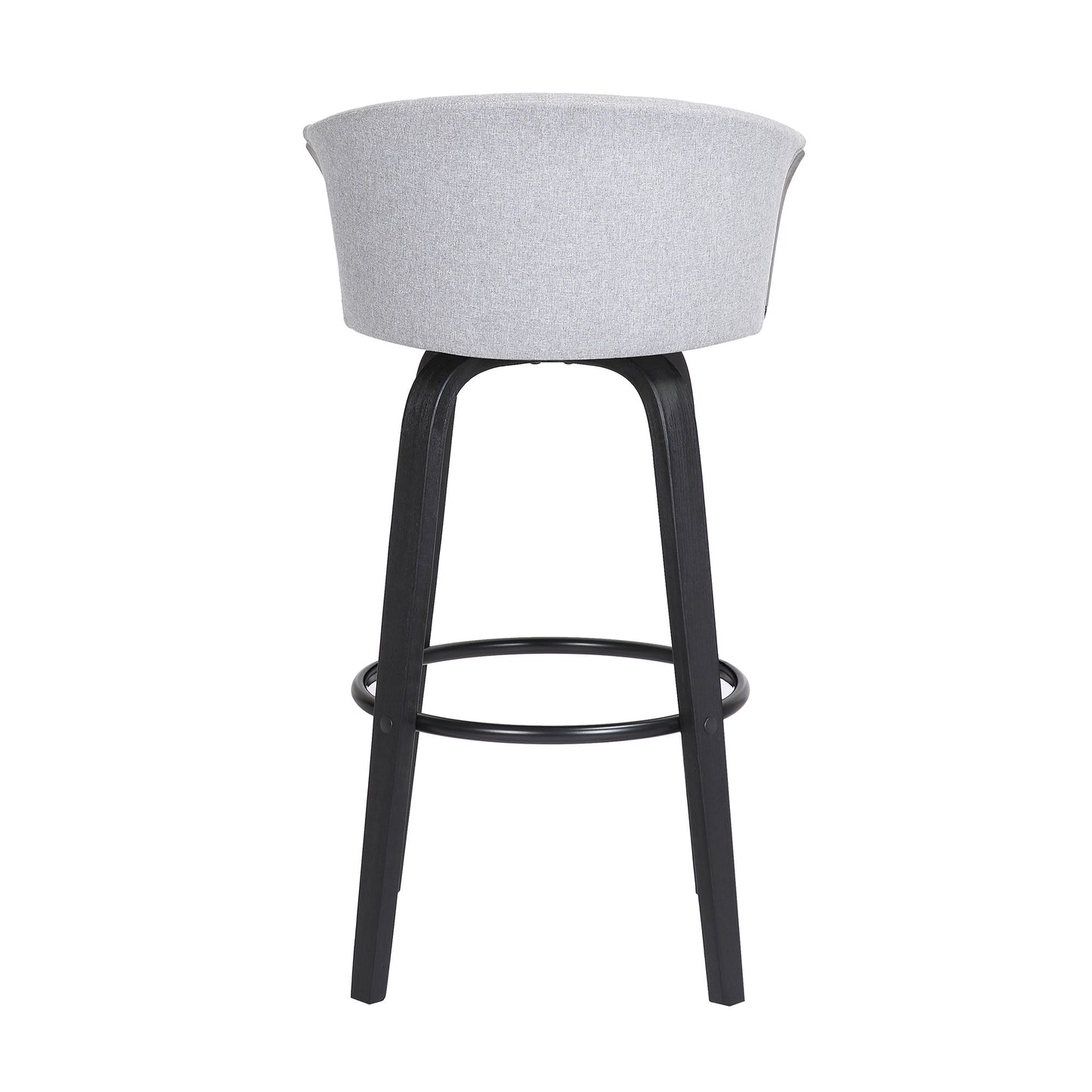30" Light Gray And Black Fabric Swivel Bar Height Bar Chair - Loft&Timber