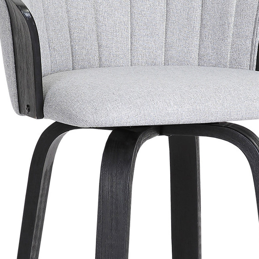 30" Light Gray And Black Fabric Swivel Bar Height Bar Chair - Loft&Timber