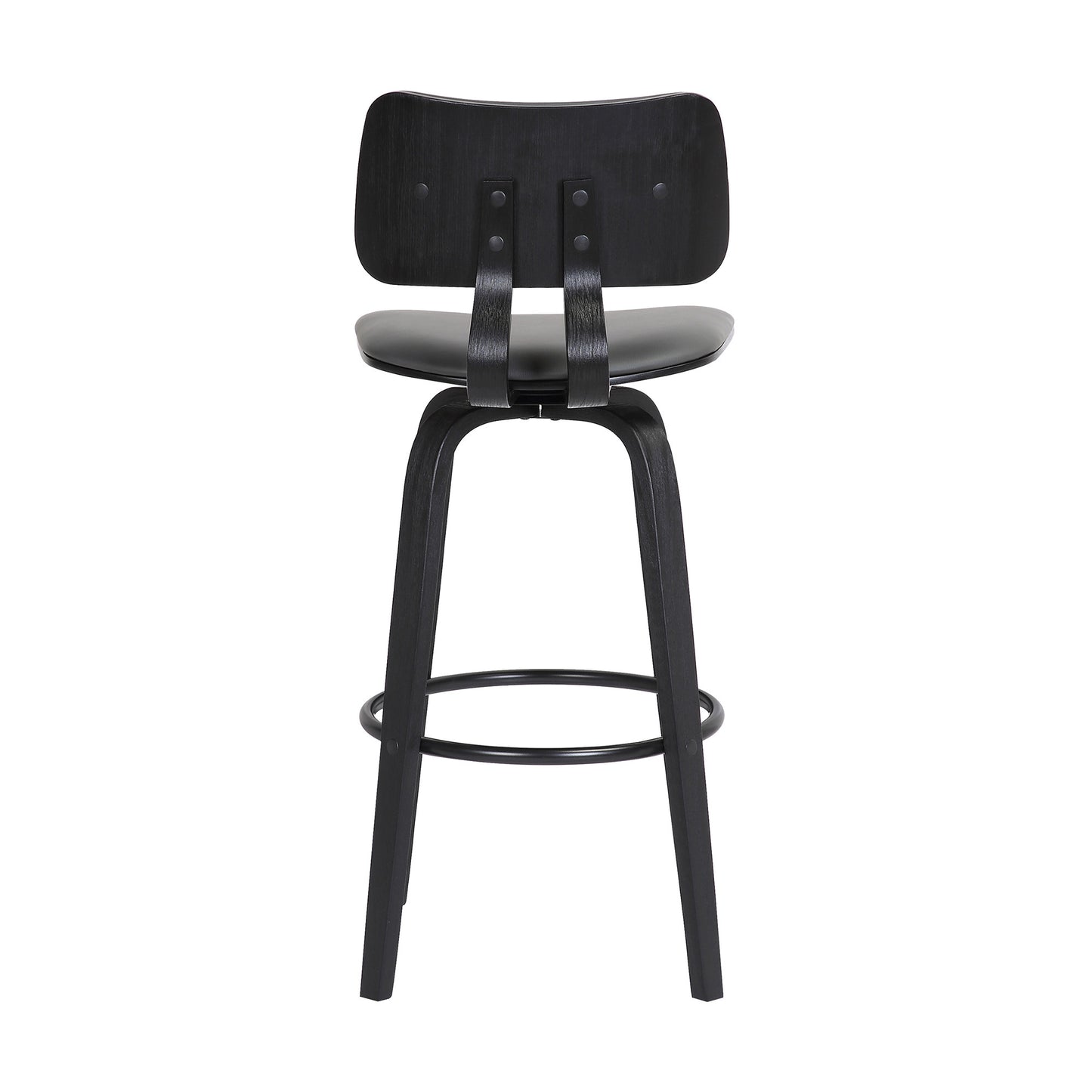 30" Gray And Black Faux Leather Swivel Low Back Bar Height Bar Chair - Loft&Timber