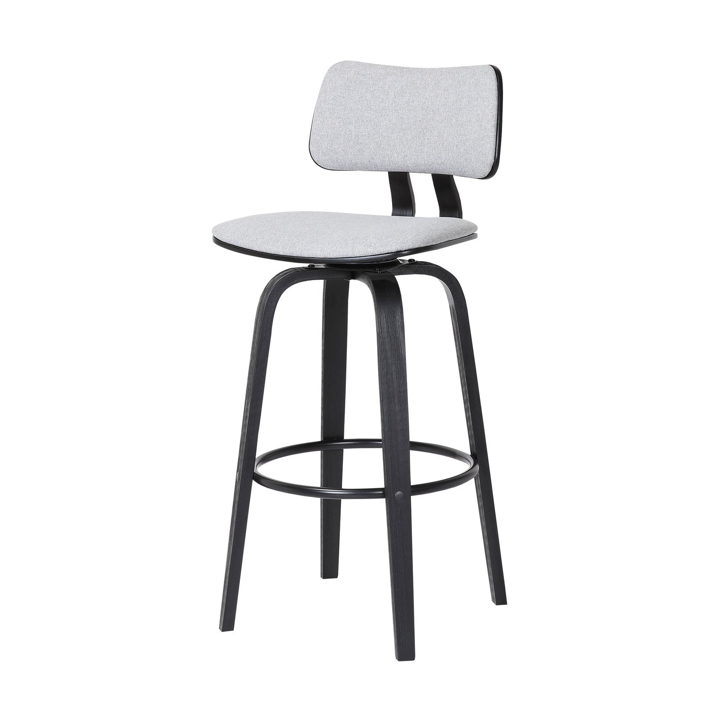30" Light Gray And Black Fabric Swivel Low Back Bar Height Bar Chair - Loft&Timber
