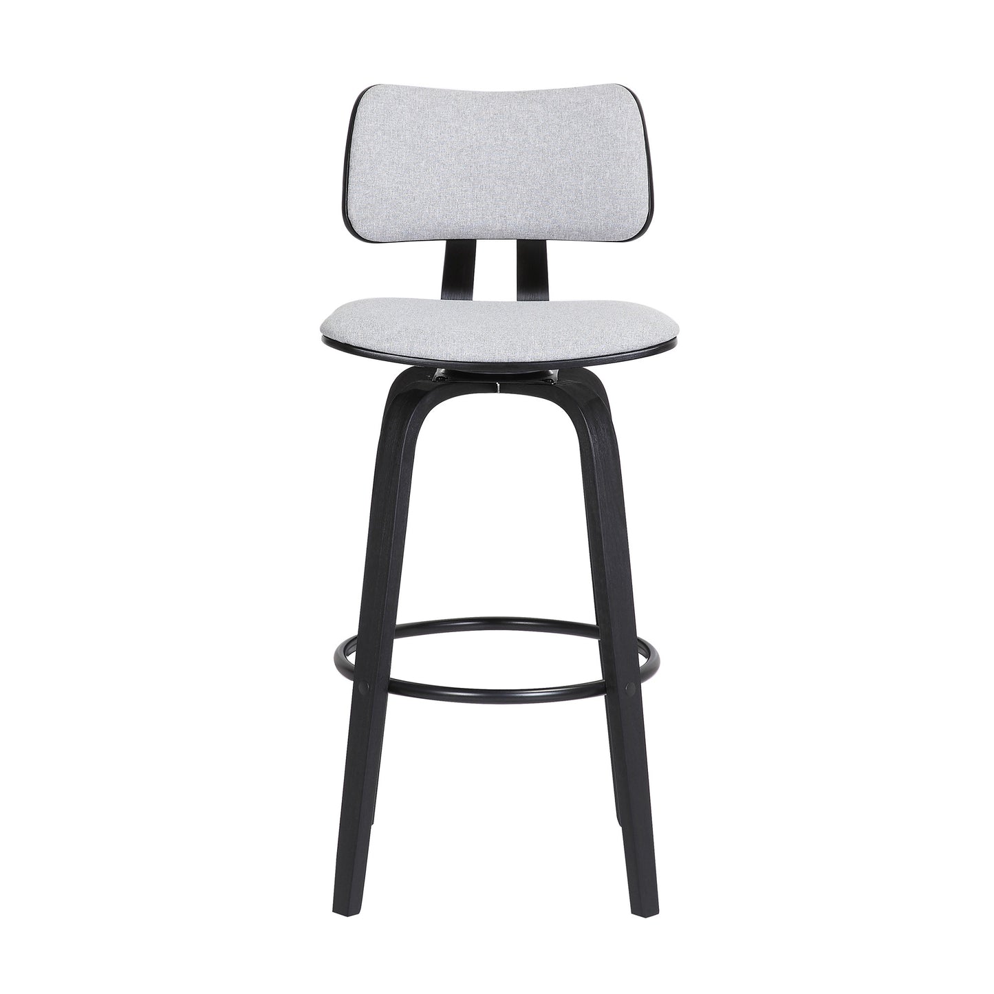 30" Light Gray And Black Fabric Swivel Low Back Bar Height Bar Chair - Loft&Timber