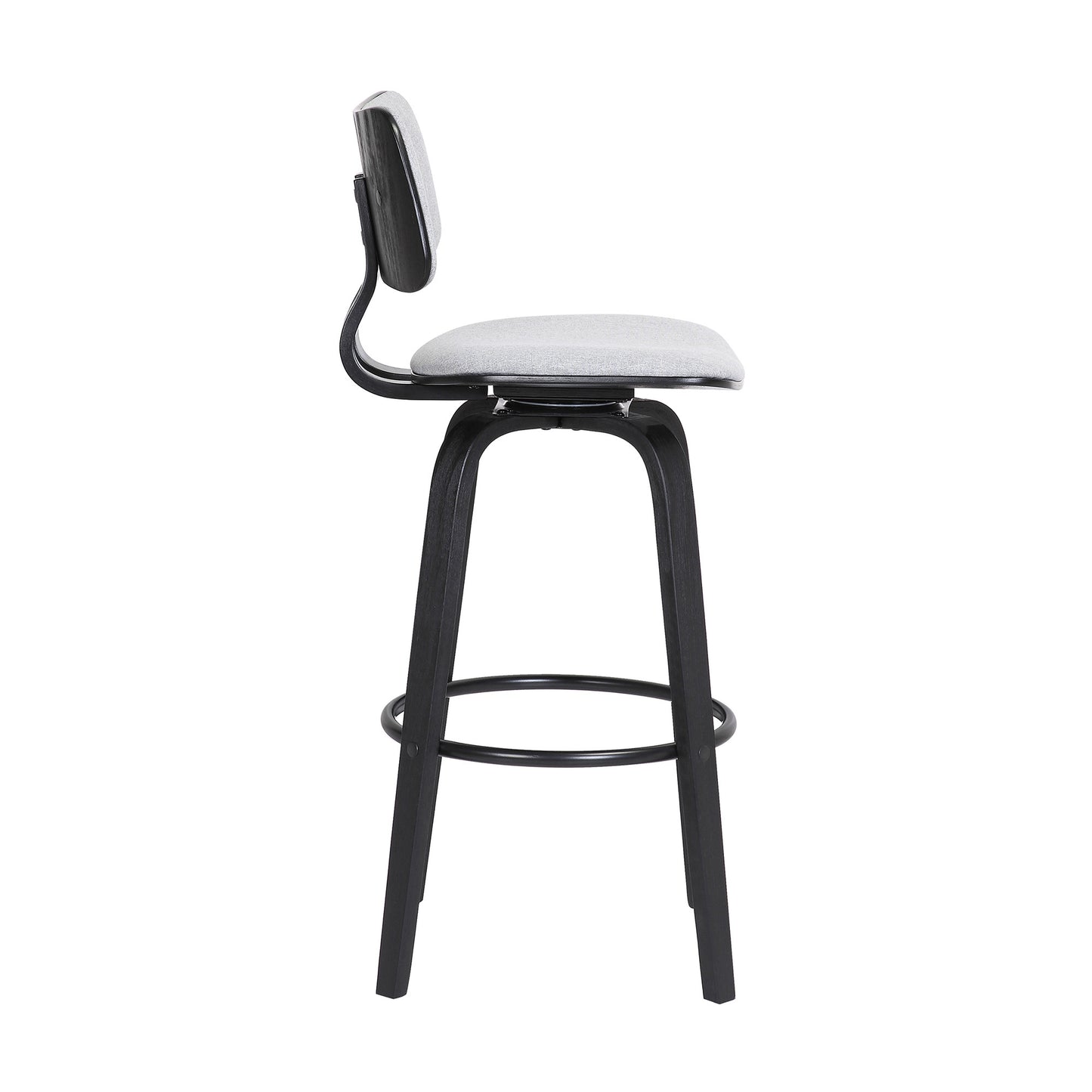 30" Light Gray And Black Fabric Swivel Low Back Bar Height Bar Chair - Loft&Timber