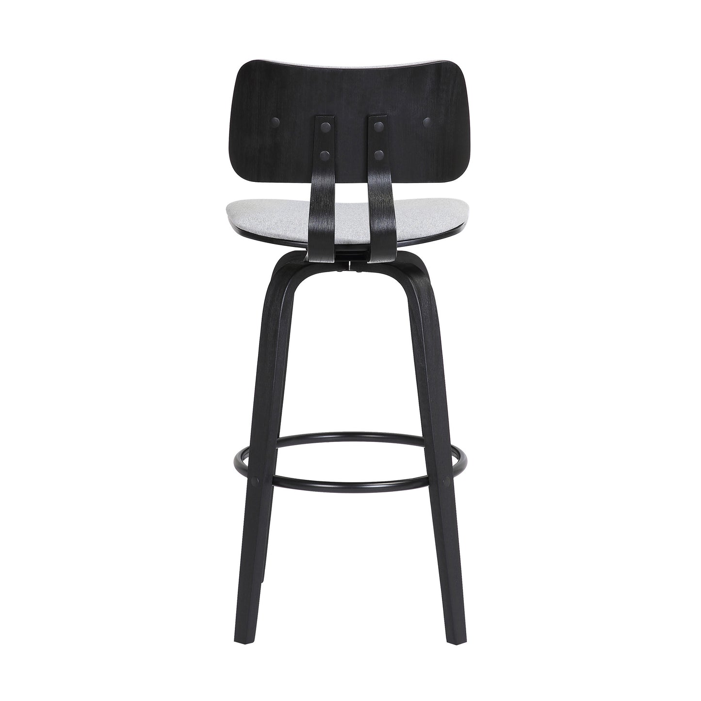 30" Light Gray And Black Fabric Swivel Low Back Bar Height Bar Chair - Loft&Timber
