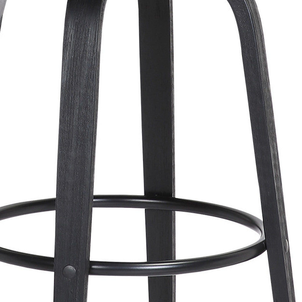 30" Light Gray And Black Fabric Swivel Low Back Bar Height Bar Chair - Loft&Timber