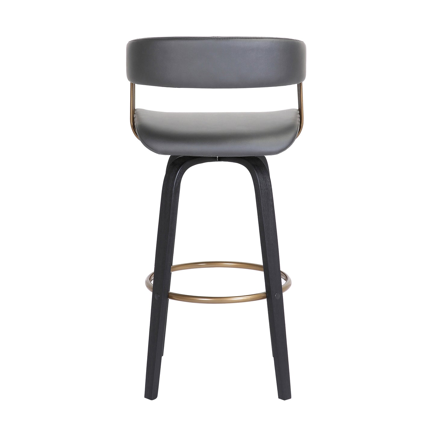 31" Gray And Black Faux Leather Swivel Bar Height Bar Chair - Loft&Timber