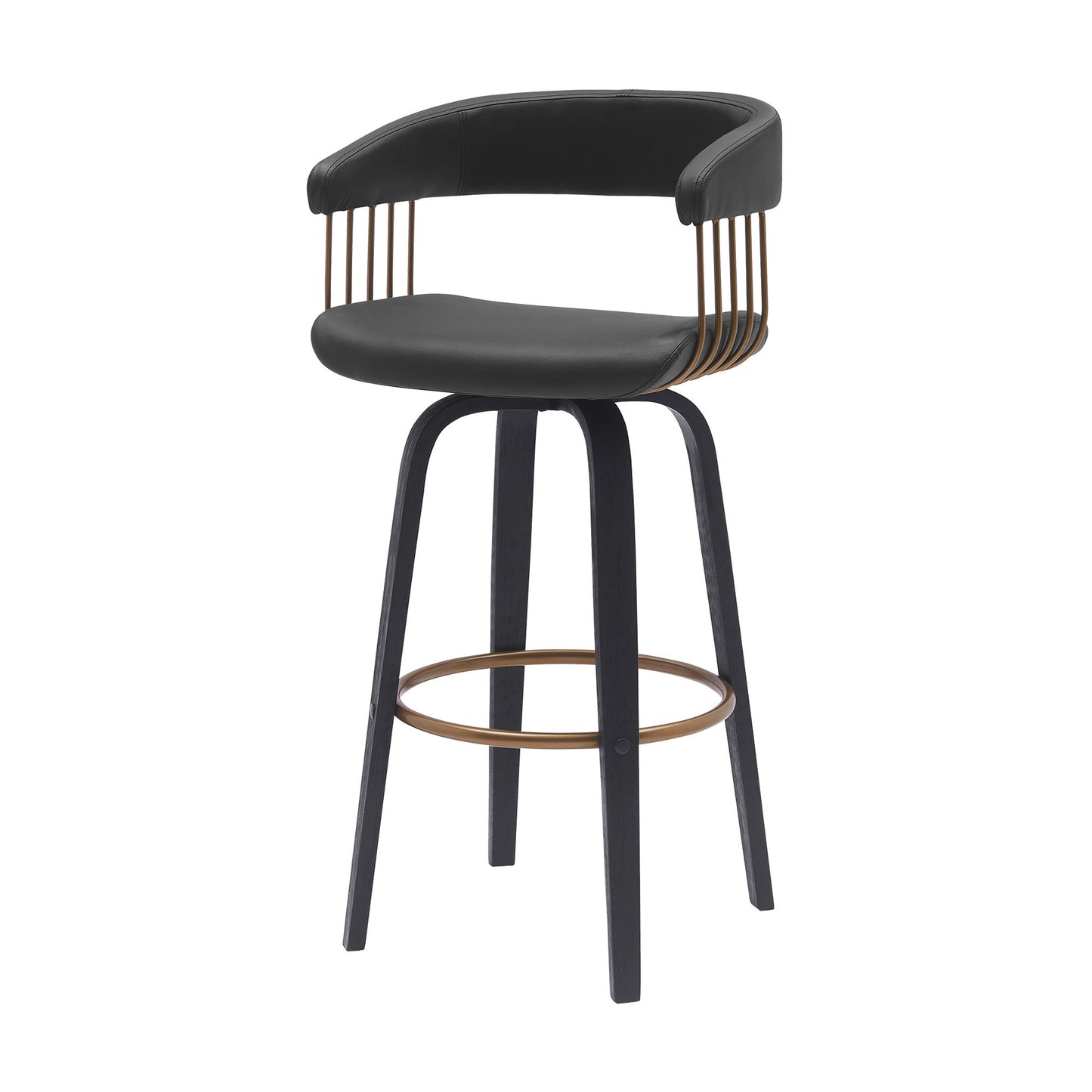 31" Black Faux Leather Swivel Bar Height Bar Chair - Loft&Timber