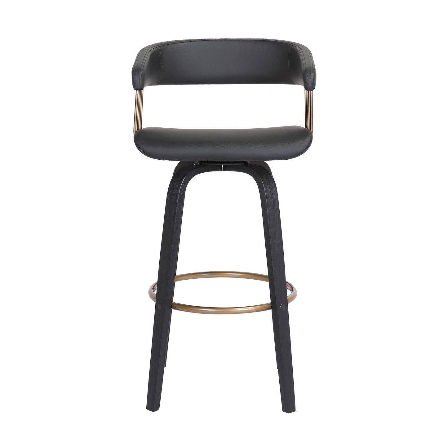 31" Black Faux Leather Swivel Bar Height Bar Chair - Loft&Timber