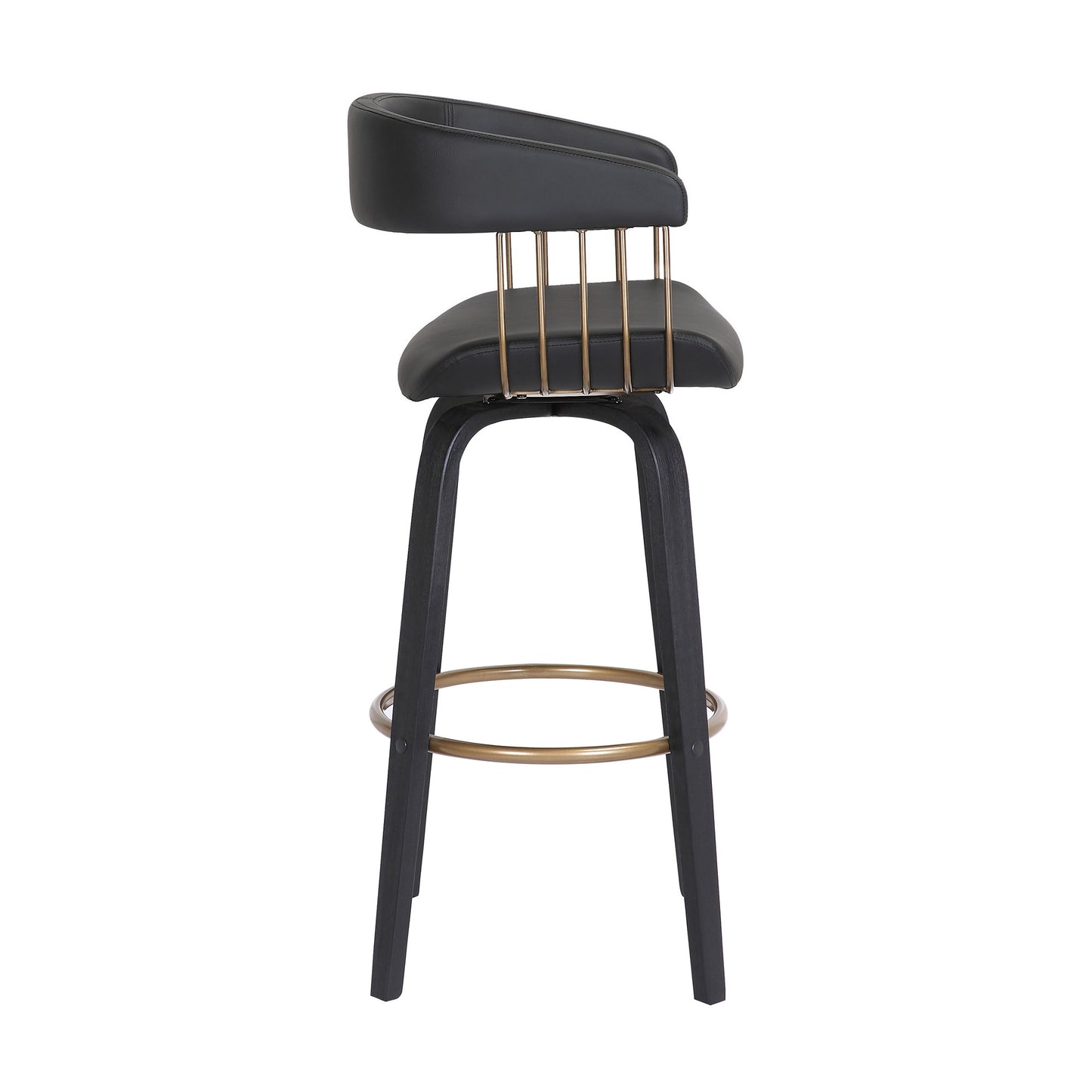 31" Black Faux Leather Swivel Bar Height Bar Chair - Loft&Timber