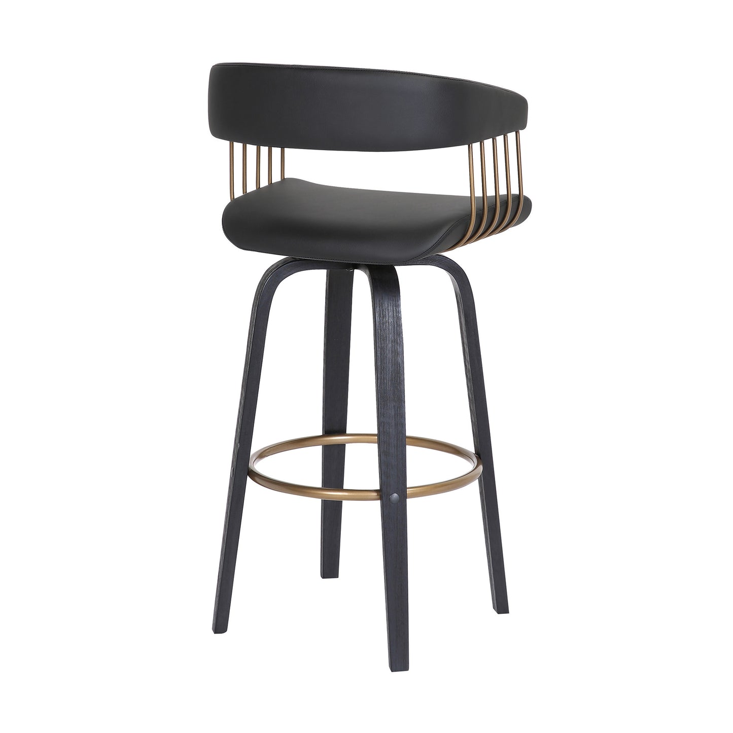 31" Black Faux Leather Swivel Bar Height Bar Chair - Loft&Timber