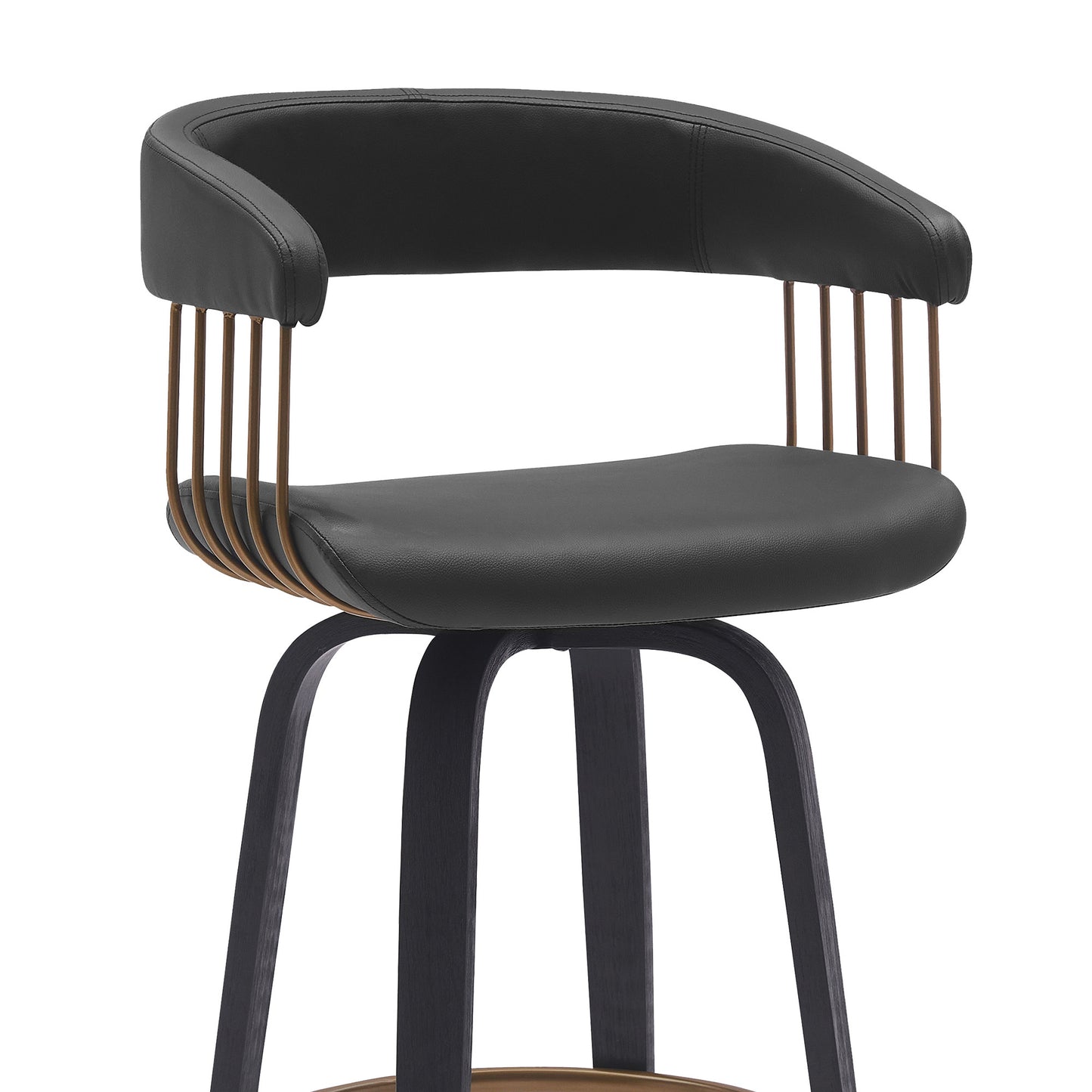 31" Black Faux Leather Swivel Bar Height Bar Chair - Loft&Timber