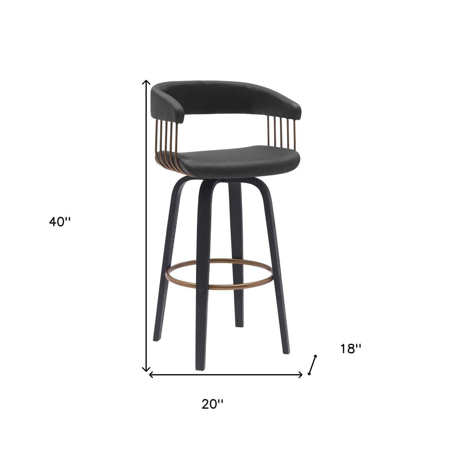 31" Black Faux Leather Swivel Bar Height Bar Chair - Loft&Timber