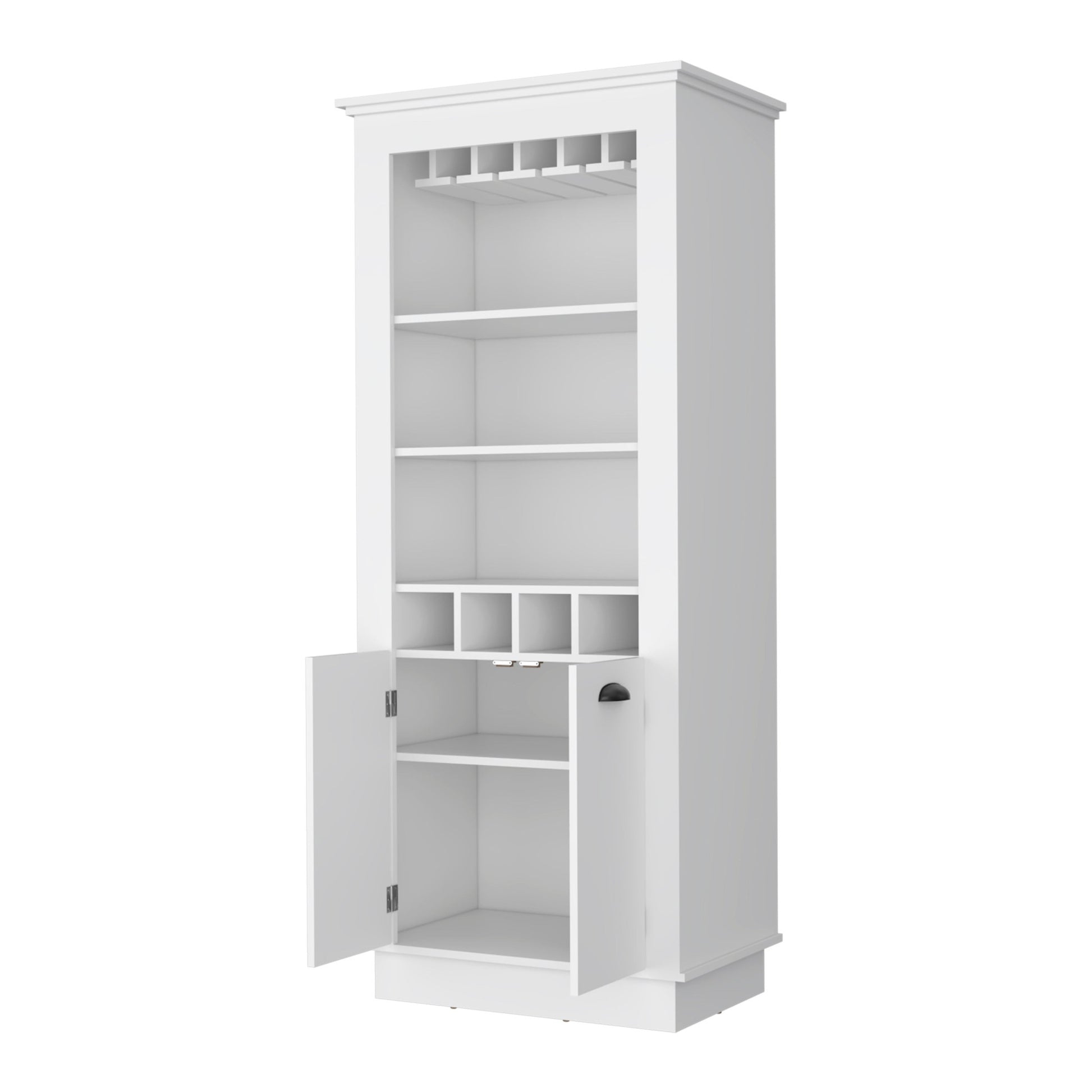 70" White Bar Cabinet With Wine Storage - Loft&Timber