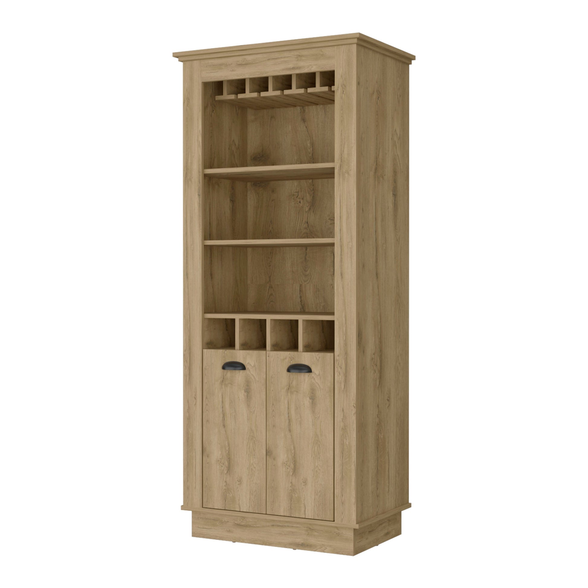 70" Brown Bar Cabinet With Wine Storage - Loft&Timber