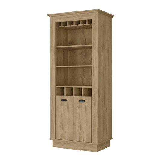 70" Brown Bar Cabinet With Wine Storage - Loft&Timber