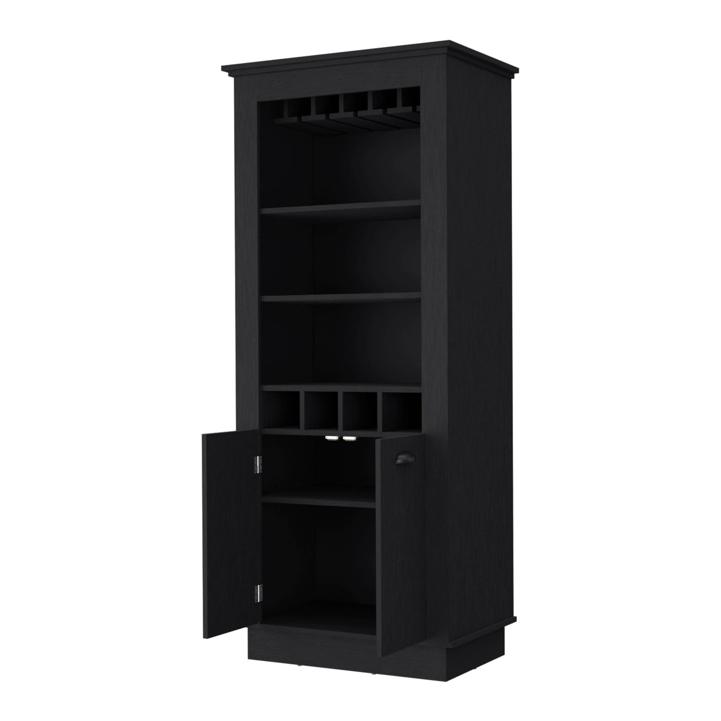 70" Black Bar Cabinet With Wine Storage - Loft&Timber