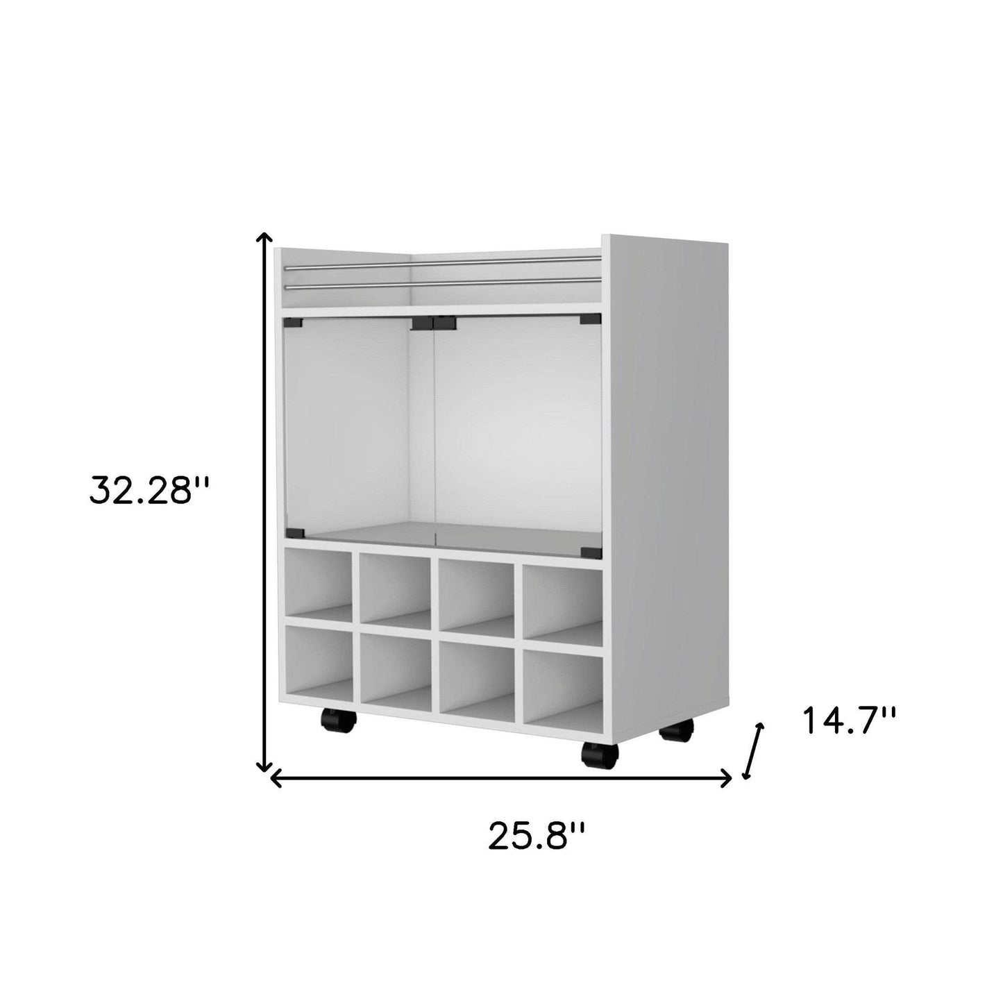 White Rolling Bar Cart With Wine Storage - Loft&Timber