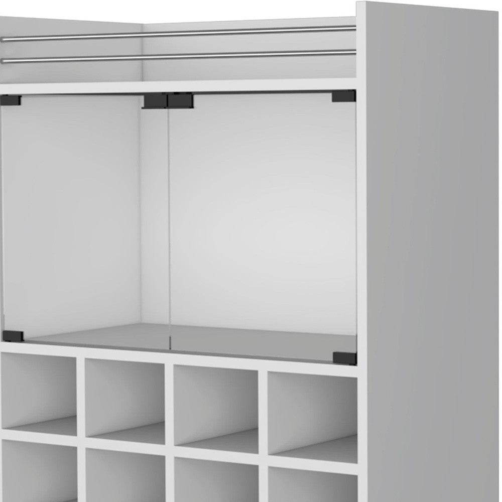 White Rolling Bar Cart With Wine Storage - Loft&Timber