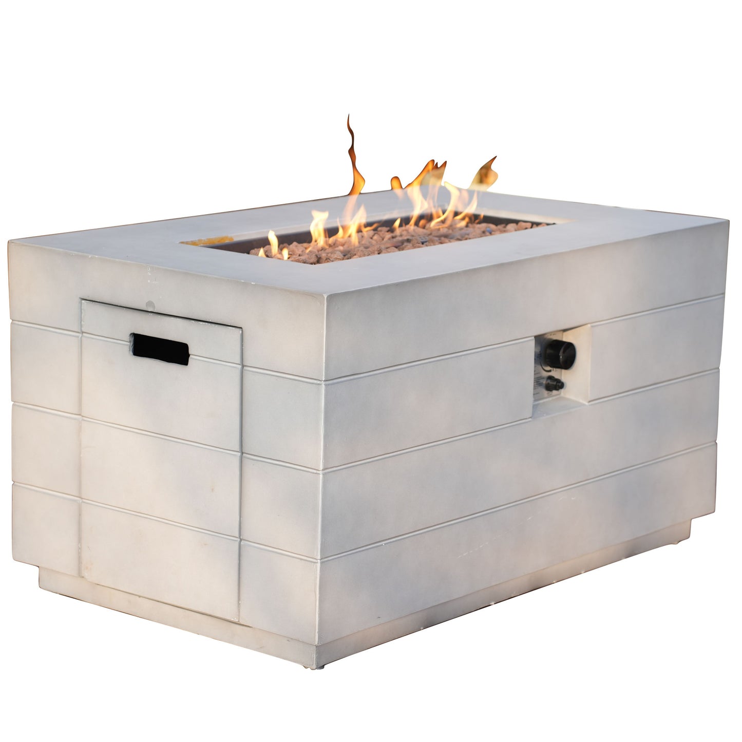 28" Gray Aluminum Natural gas Rectangular Fire pit table With Cover - Loft&Timber