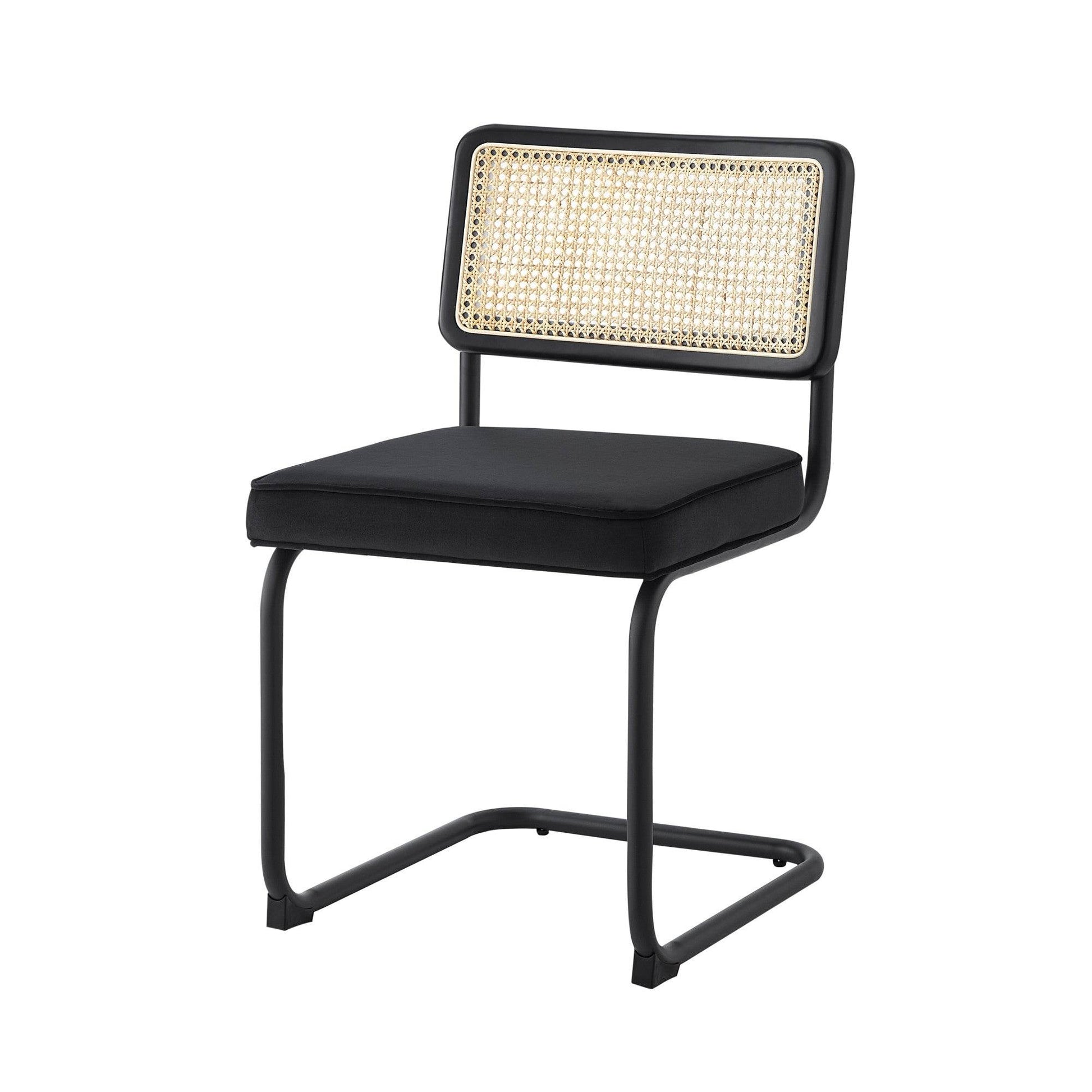 Set of Two Black Upholstered Velvet Dining Side Chairs - Loft&Timber
