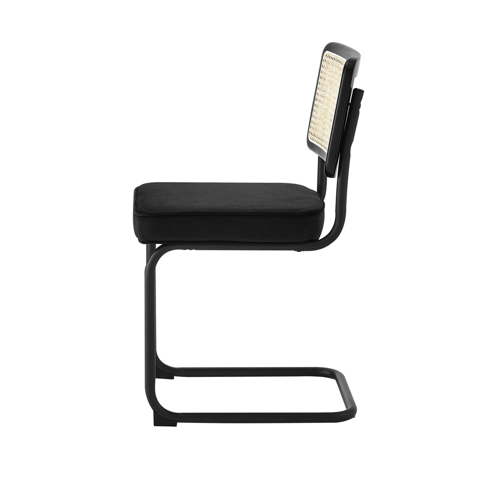 Set of Two Black Upholstered Velvet Dining Side Chairs - Loft&Timber