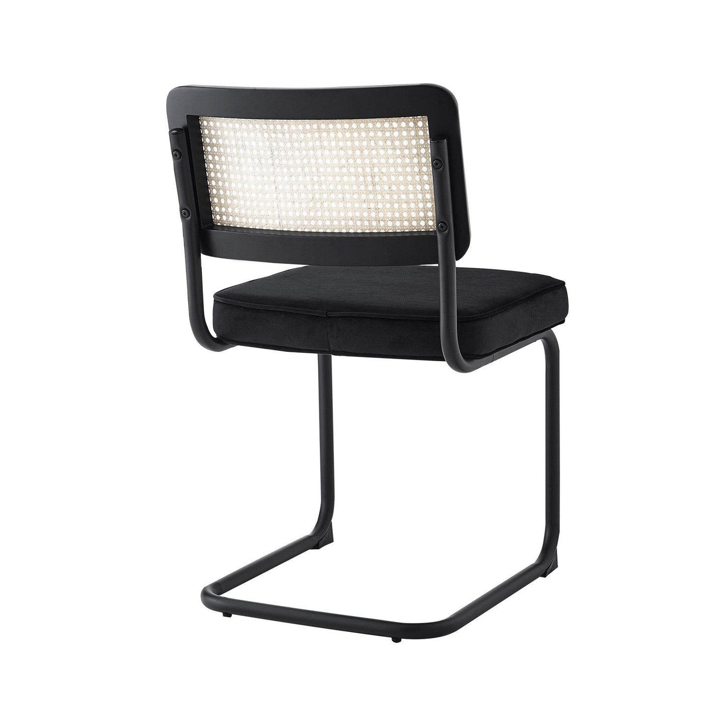 Set of Two Black Upholstered Velvet Dining Side Chairs - Loft&Timber