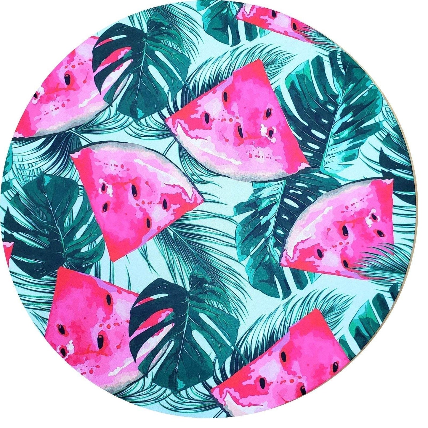 Set of 4 Round Placemats Covers Tropical Watermelon 14 Dia inch - Loft&Timber