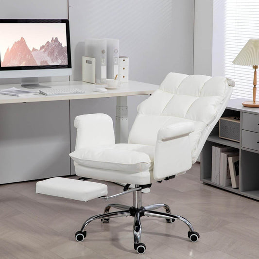 Executive Office Chair, PU Leather in White - Loft&Timber