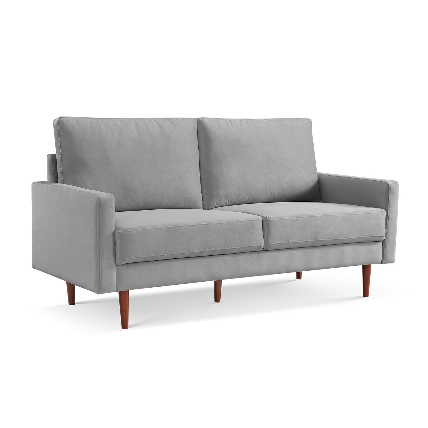 69" Gray Velvet Sofa With Dark Brown Legs-2