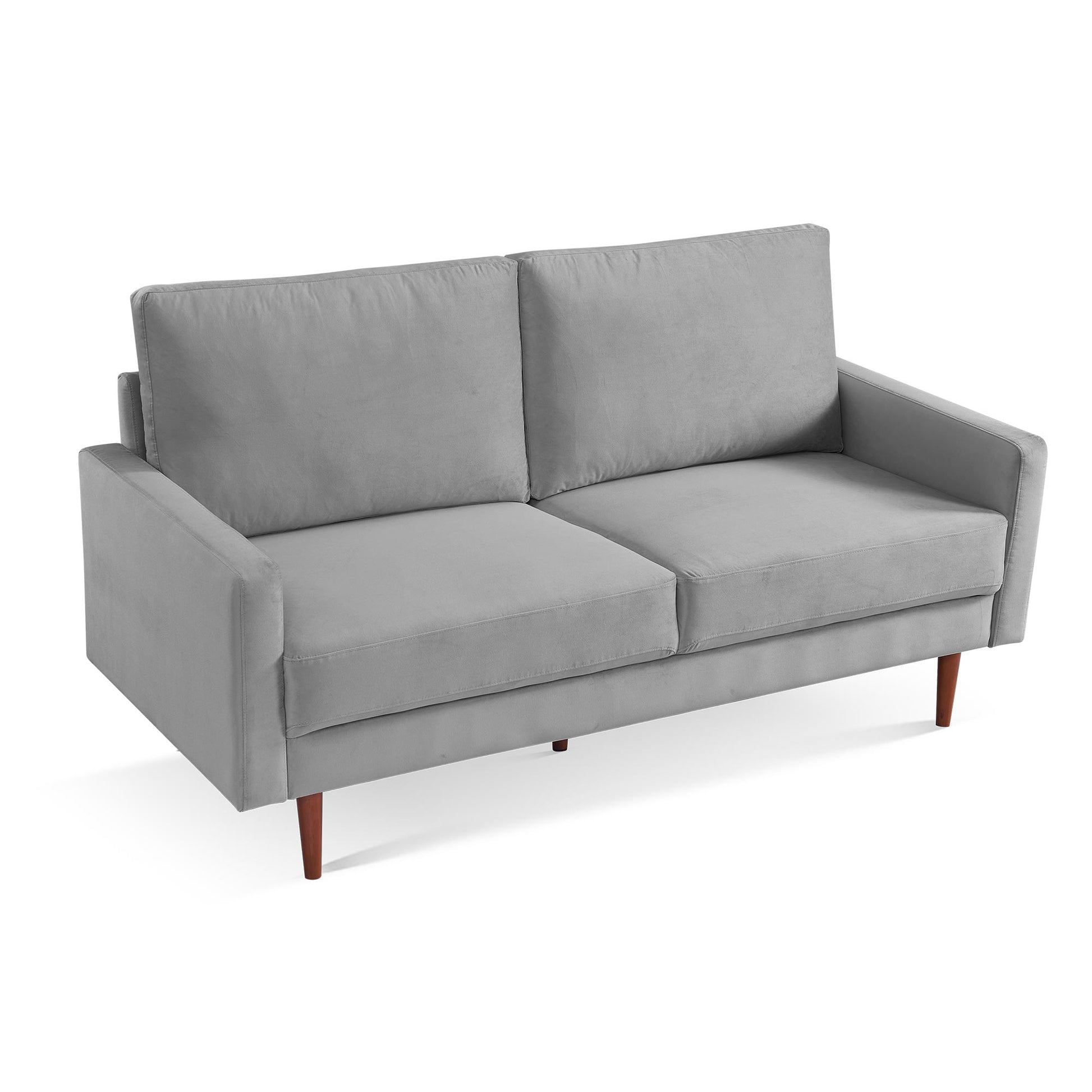 69" Gray Velvet Sofa With Dark Brown Legs-3