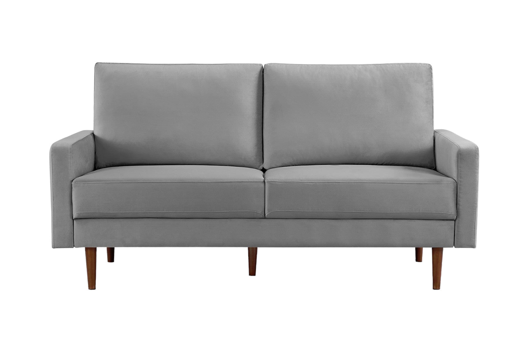 69" Gray Velvet Sofa With Dark Brown Legs-1