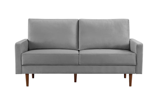 69" Gray Velvet Sofa With Dark Brown Legs-1