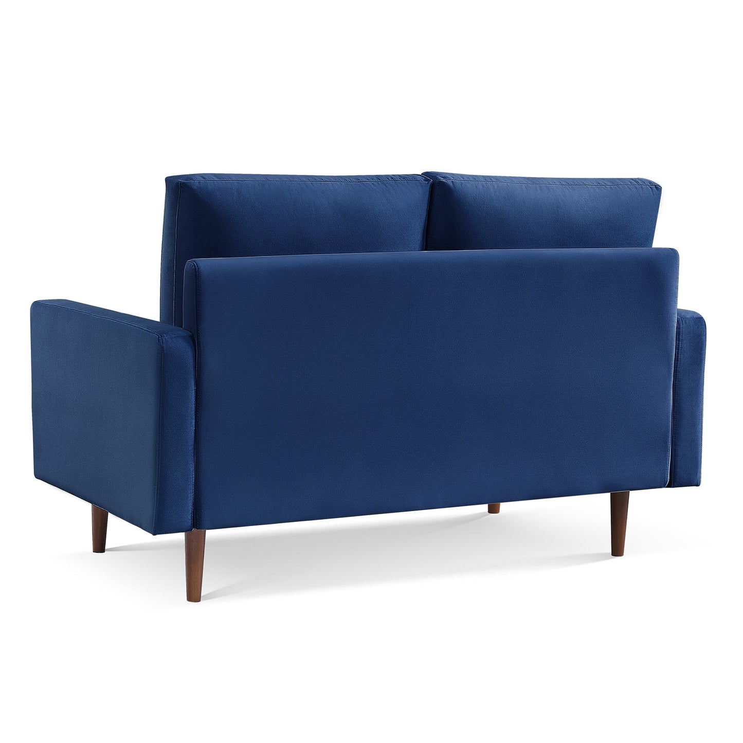 57" Blue And Dark Brown Velvet Loveseat - Loft&Timber