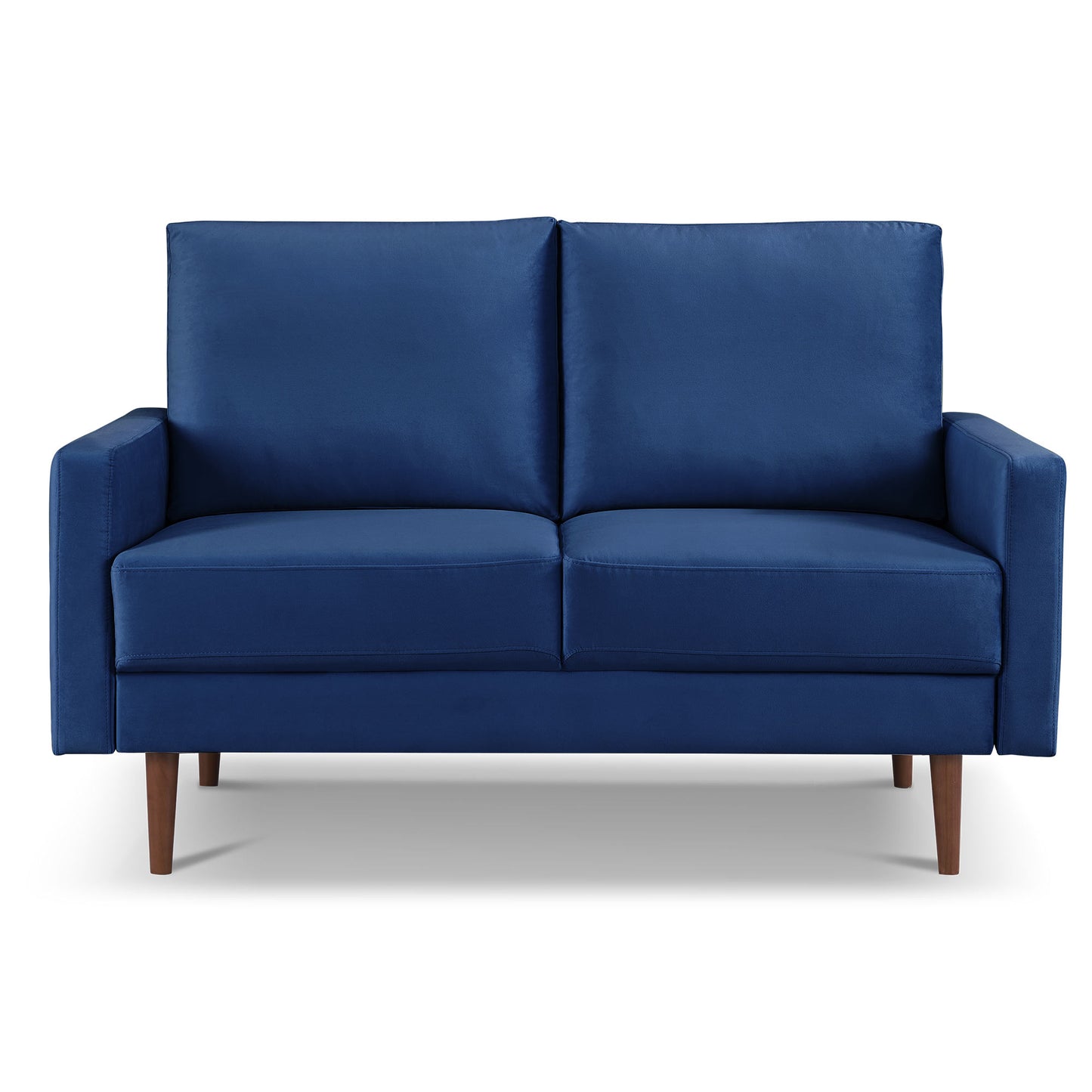 57" Blue And Dark Brown Velvet Loveseat - Loft&Timber
