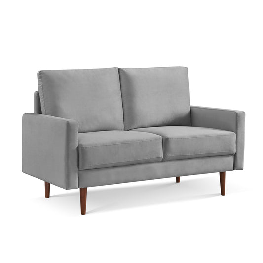 57" Gray And Dark Brown Velvet Loveseat - Loft&Timber