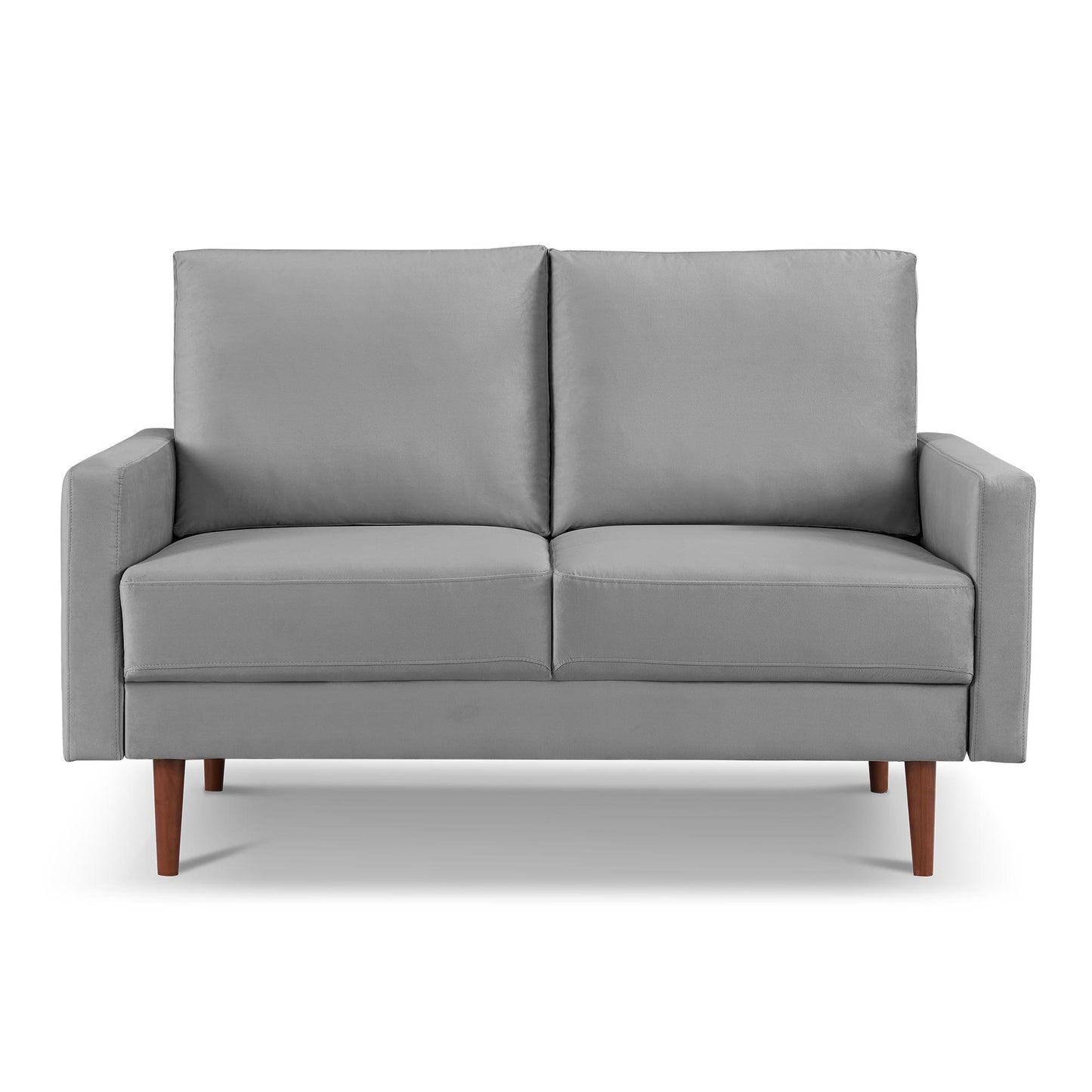 57" Gray And Dark Brown Velvet Loveseat - Loft&Timber