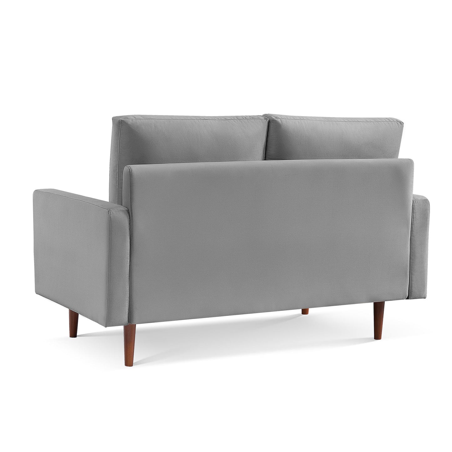 57" Gray And Dark Brown Velvet Loveseat - Loft&Timber