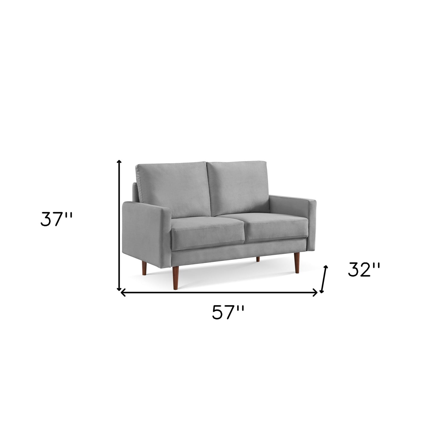 57" Gray And Dark Brown Velvet Loveseat - Loft&Timber