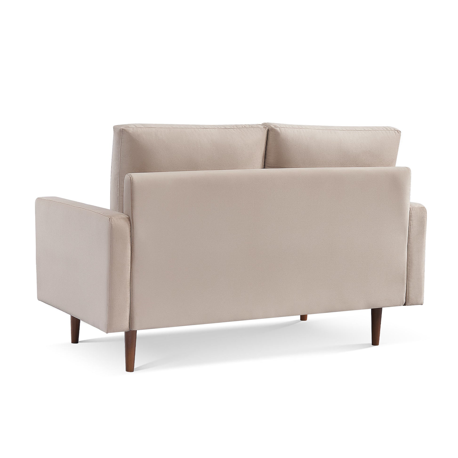 57" Beige And Dark Brown Velvet Loveseat - Loft&Timber