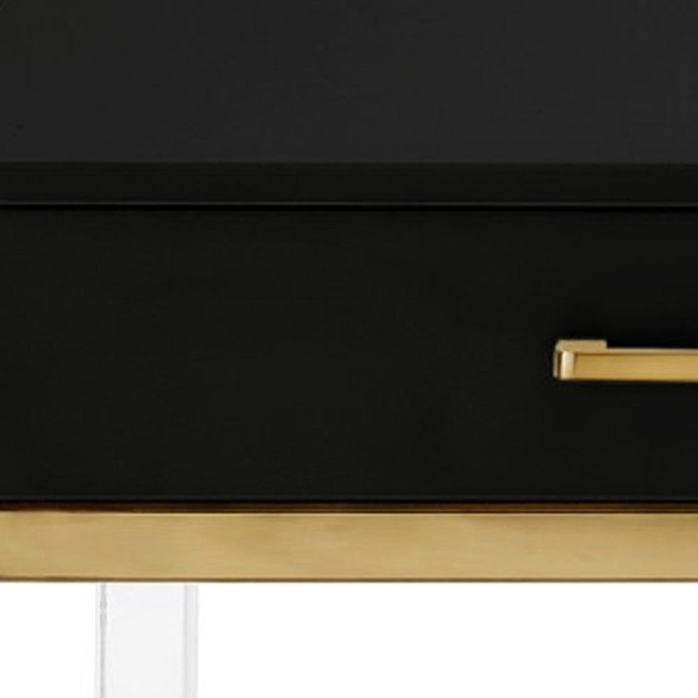 47" Black Gold And Clear Wood Acrylic And Steel Coffee Table - Loft&Timber