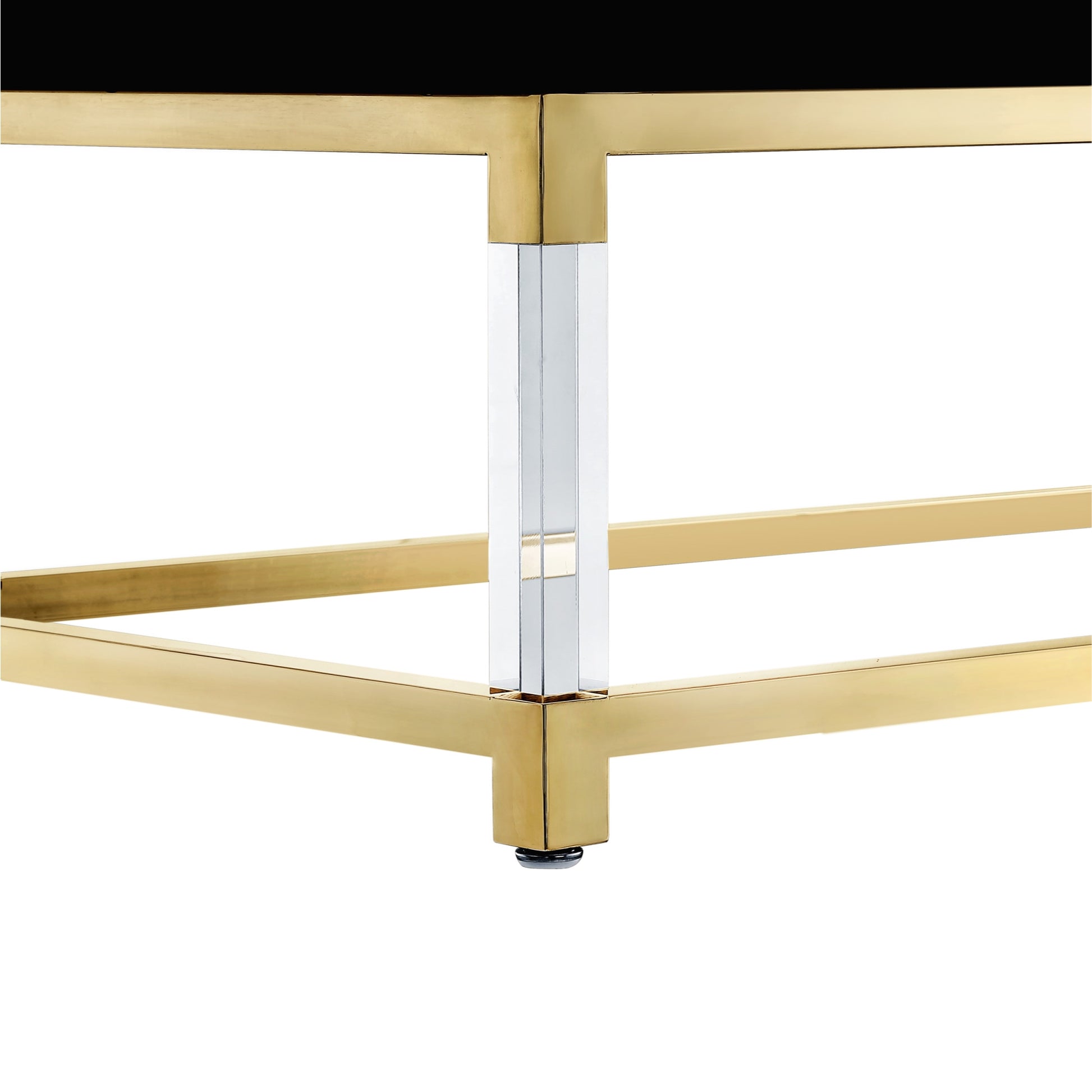 47" Black Gold And Clear Wood Acrylic And Steel Coffee Table - Loft&Timber