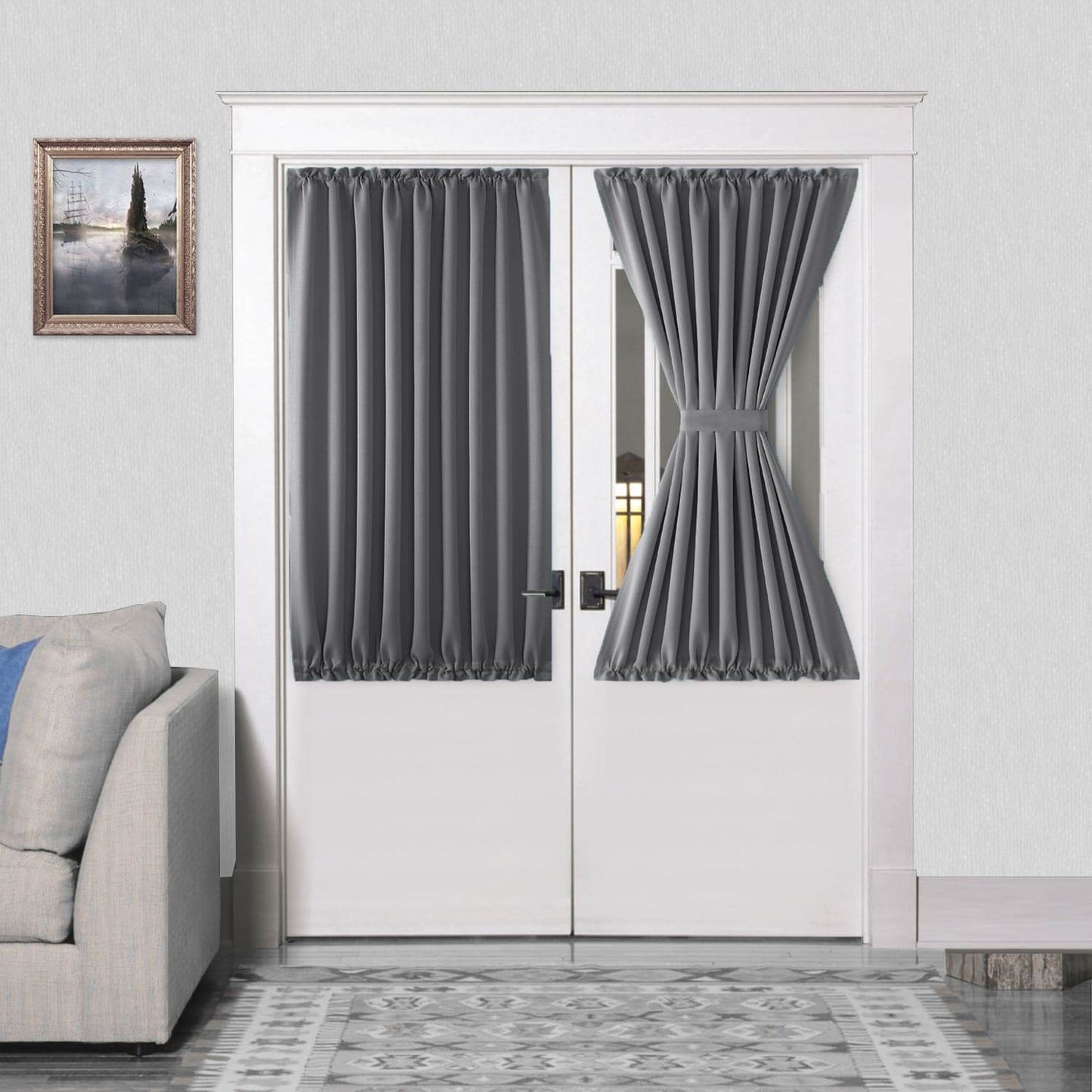 DWCN French Blackout Door Curtains, 1 Curtain Panel with Tieback - Loft&Timber